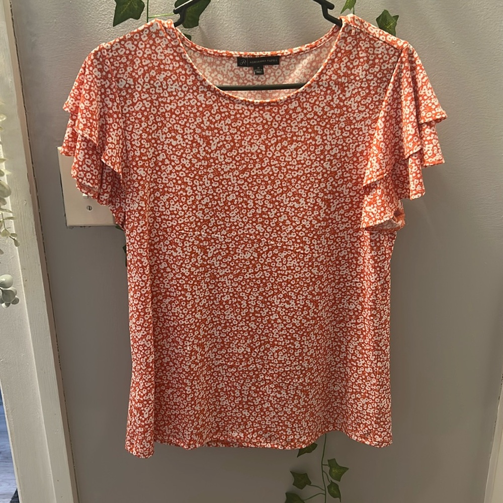 Short sleeve floral dress shirt w layered sleeves